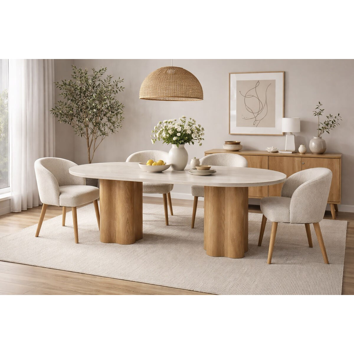Обеденный стол Светло-коричневый Гранитовый Деревянный MDF 180 x 90 x 75 cm