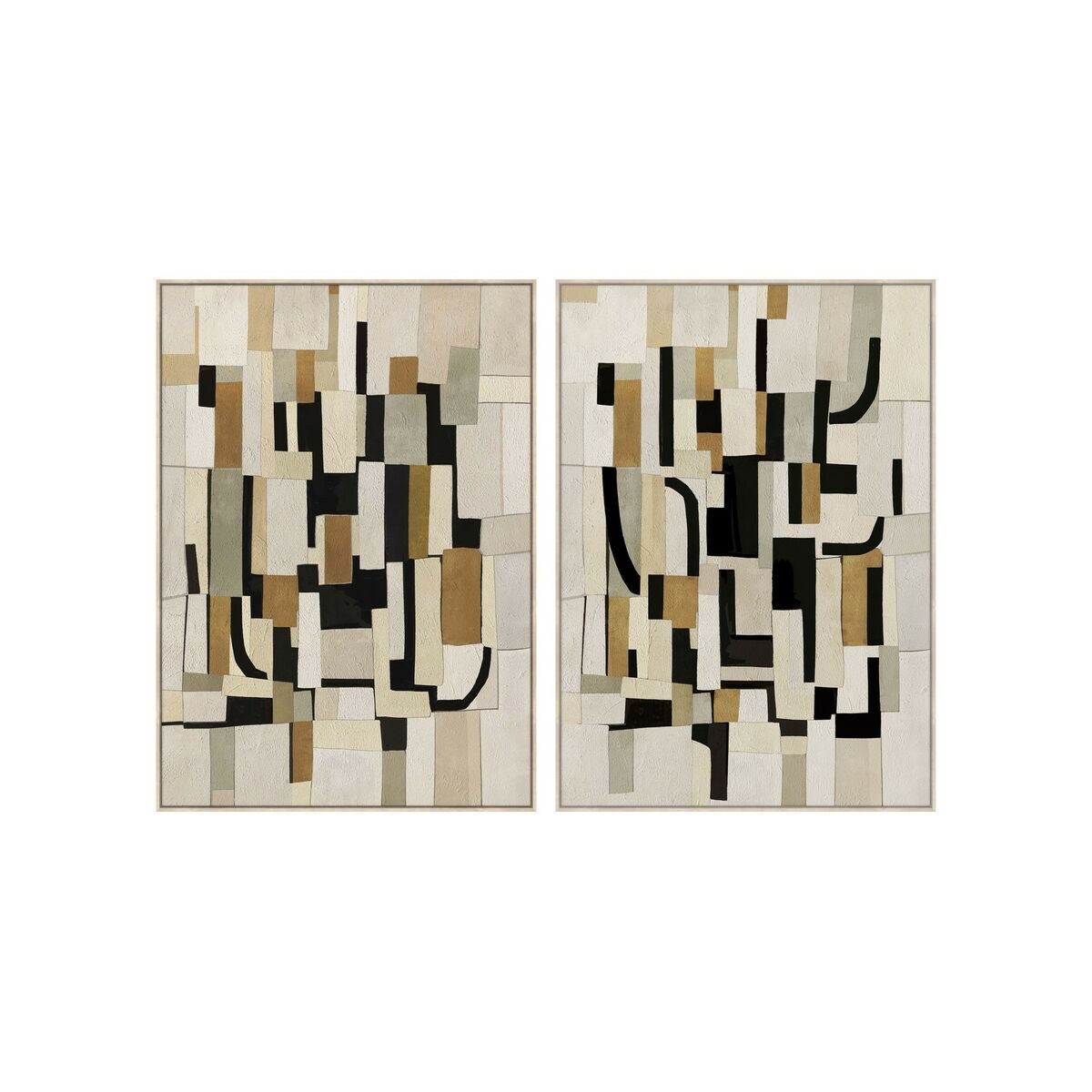 Полотно Белый Чёрный Абстракция город 100 x 4 x 140 cm (2 штук)