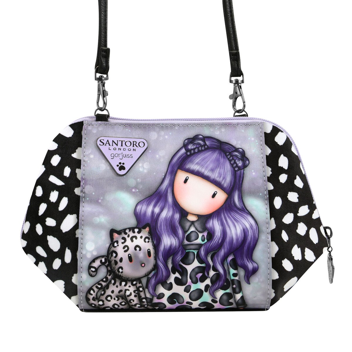 Shoulder Bag Smitten kitten Black White (26 x 15,5 x 9,5 cm)