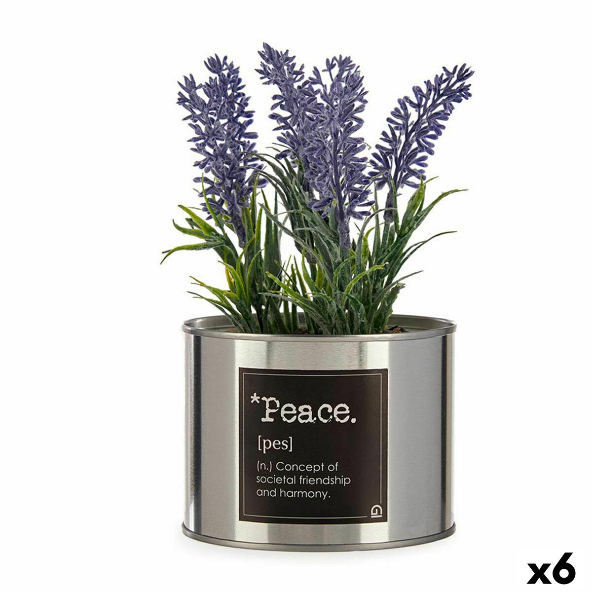 Decorative Plant Metal Plastic Can Lavendar 10 x 18 x 10 cm (6 Units)