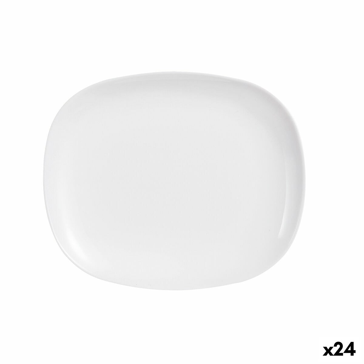 Serving Platter Sweet Line Rectangular White Glass (28 x 33 cm) (24 Units)