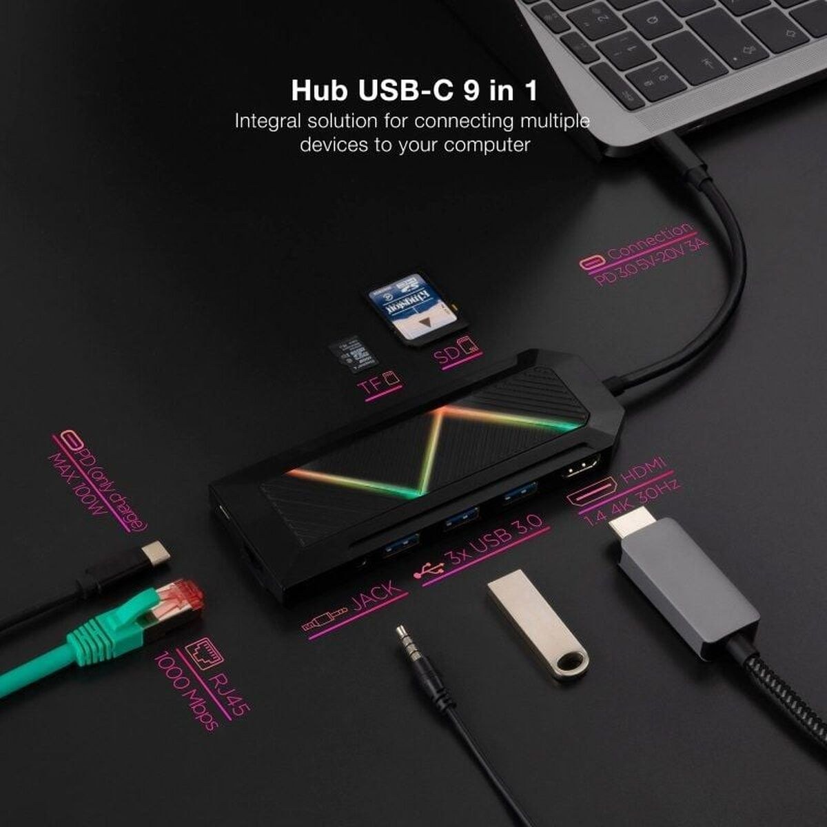 USB-C-разветвитель 10.16.0901 Чёрный 100 W