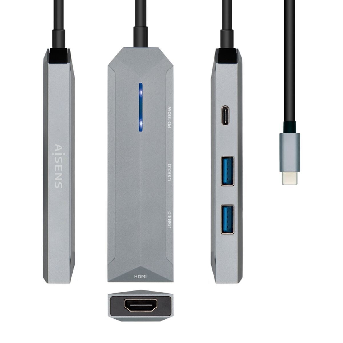 USB-C-разветвитель ASUC-4P002-GR Серый 100 W