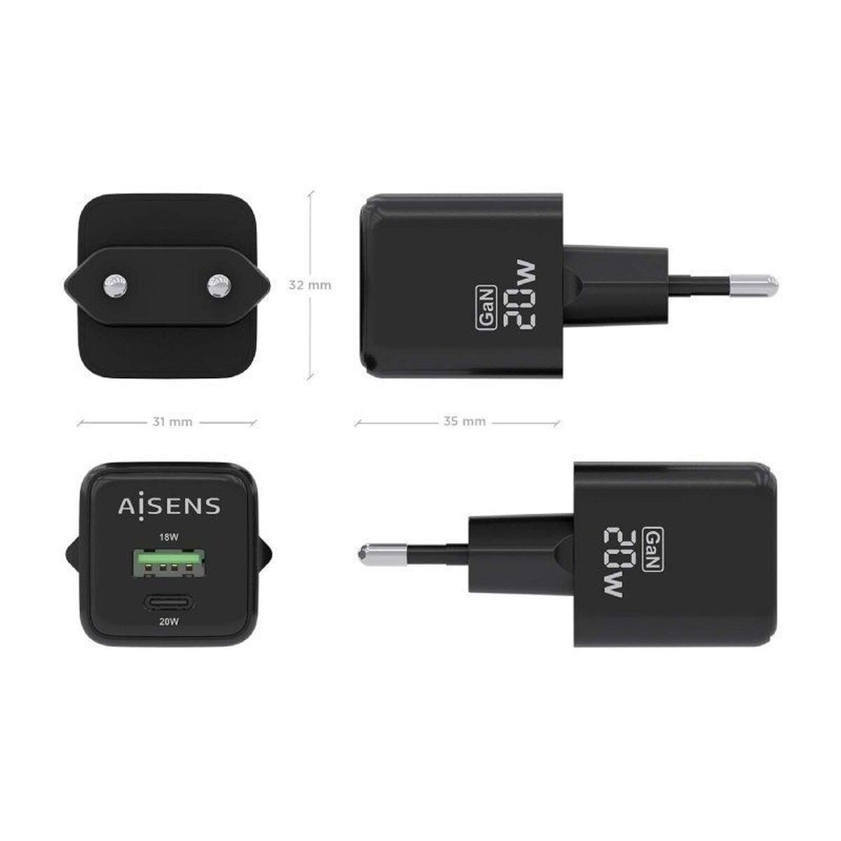 Сетевое зарядное устройство ASCH-20W2P011-BK Чёрный