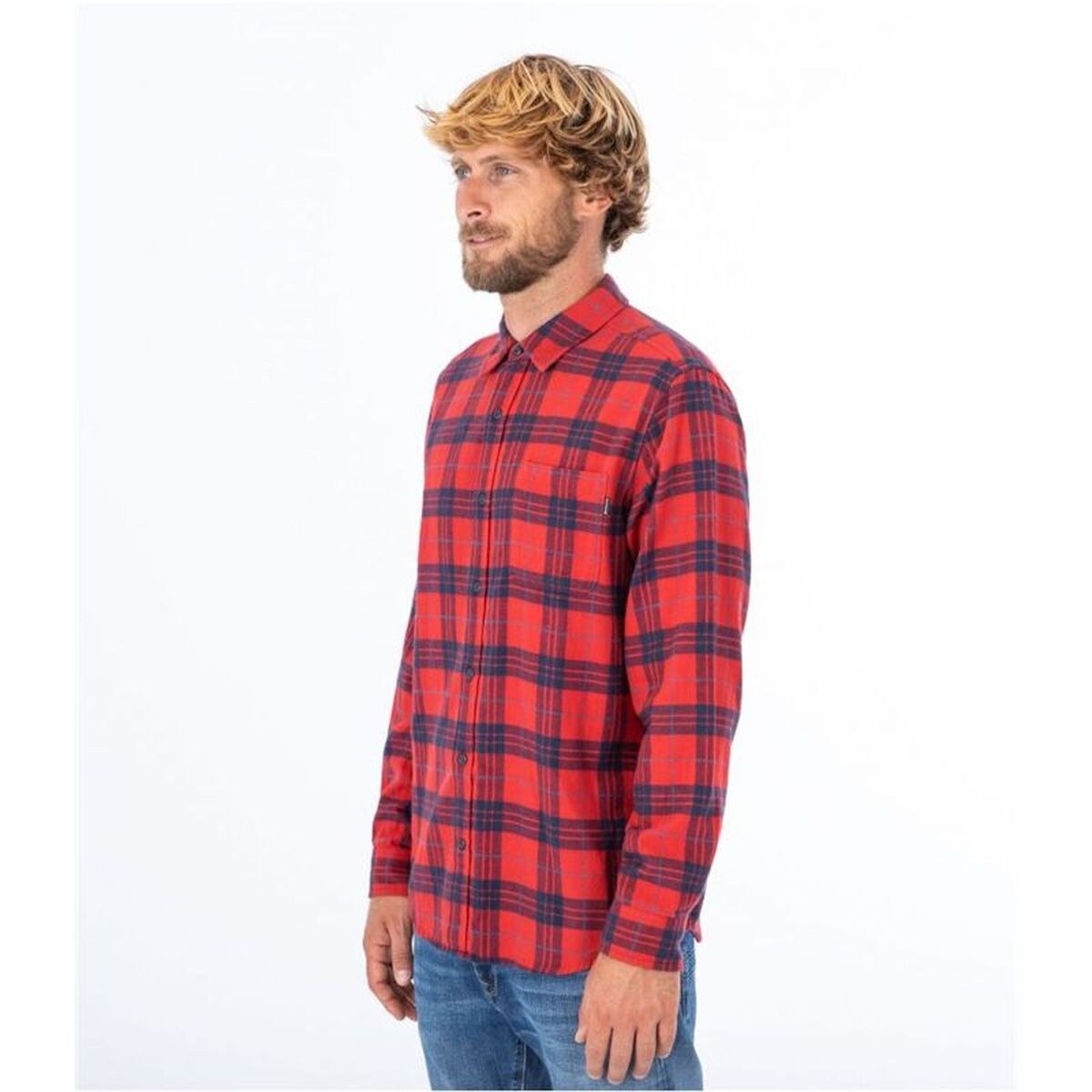 Men’s Long Sleeve Shirt Portland Organic Crimson Red