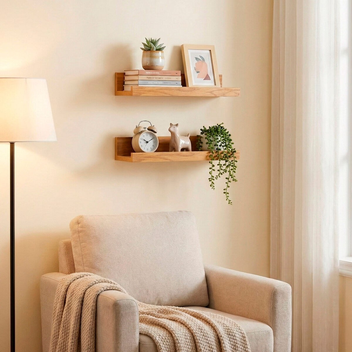 Shelves MDF Wood 25 X 5 X 10 CM (6 Units)