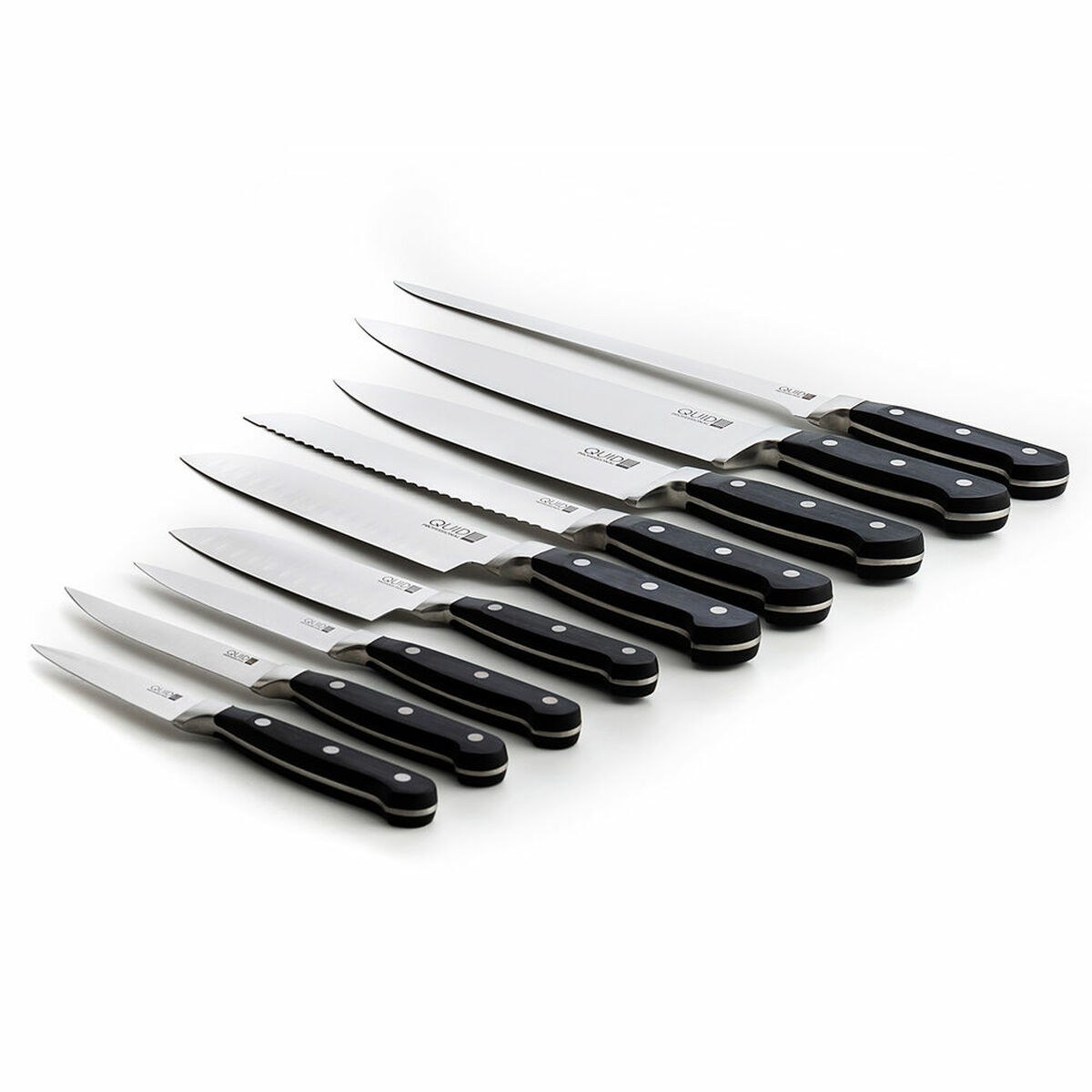 Нож Сантоку Inox Chef Black Чёрный Металл (13 cm) (Pack 10x)
