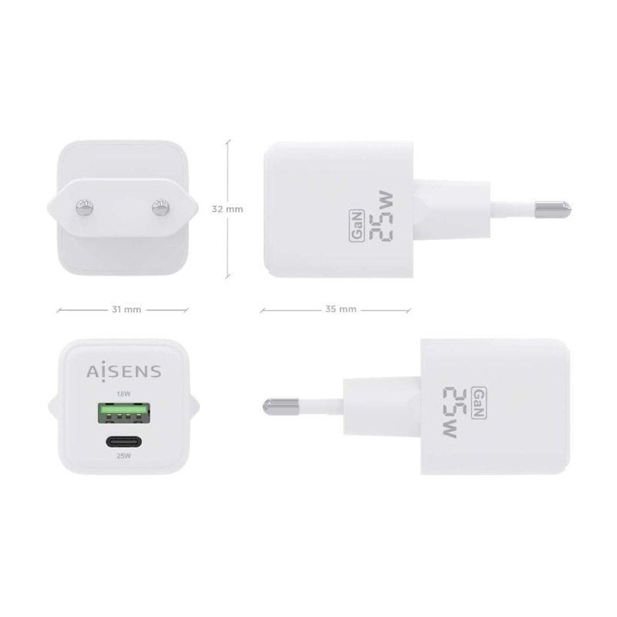 Сетевое зарядное устройство ASCH-25W2P014-W Белый Разноцветный 25 W