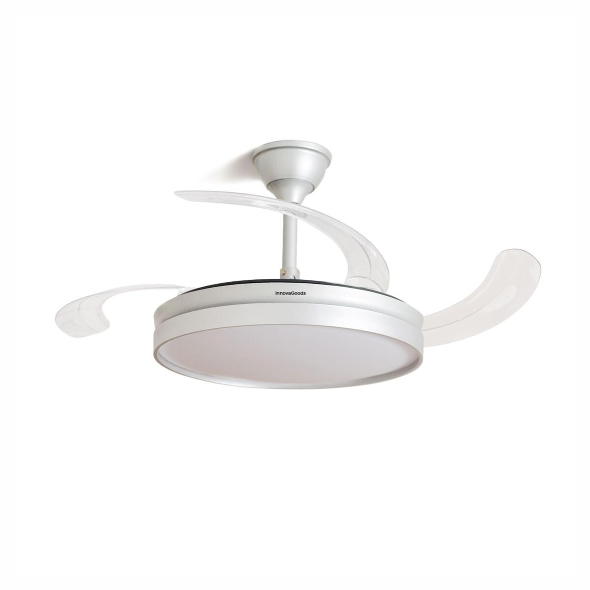 LED Ceiling Fan with 4 Retractable Blades Silteez Silver 80 W Ø49-104 cm (Refurbished B)