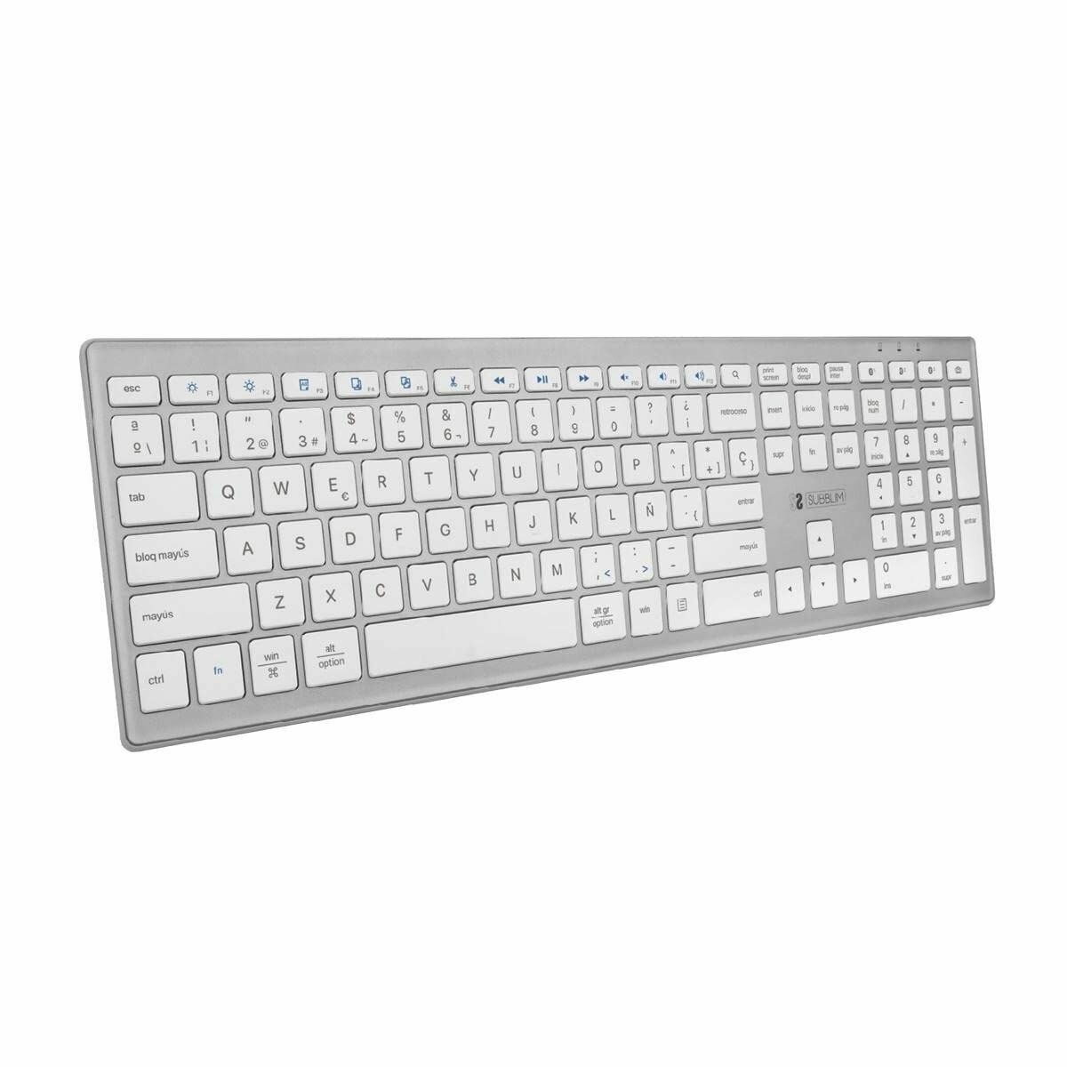 Bluetooth Keyboard Pure Extended Silver Spanish Qwerty Black