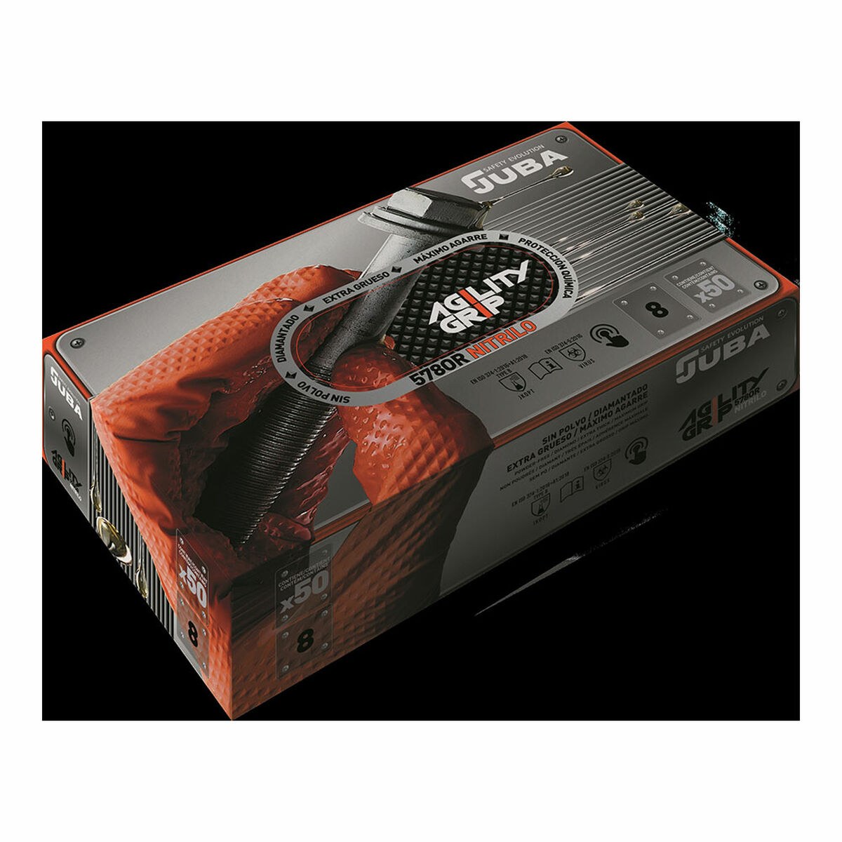 Nitrile gloves Agility Grip Orange Powder-free 50 Units