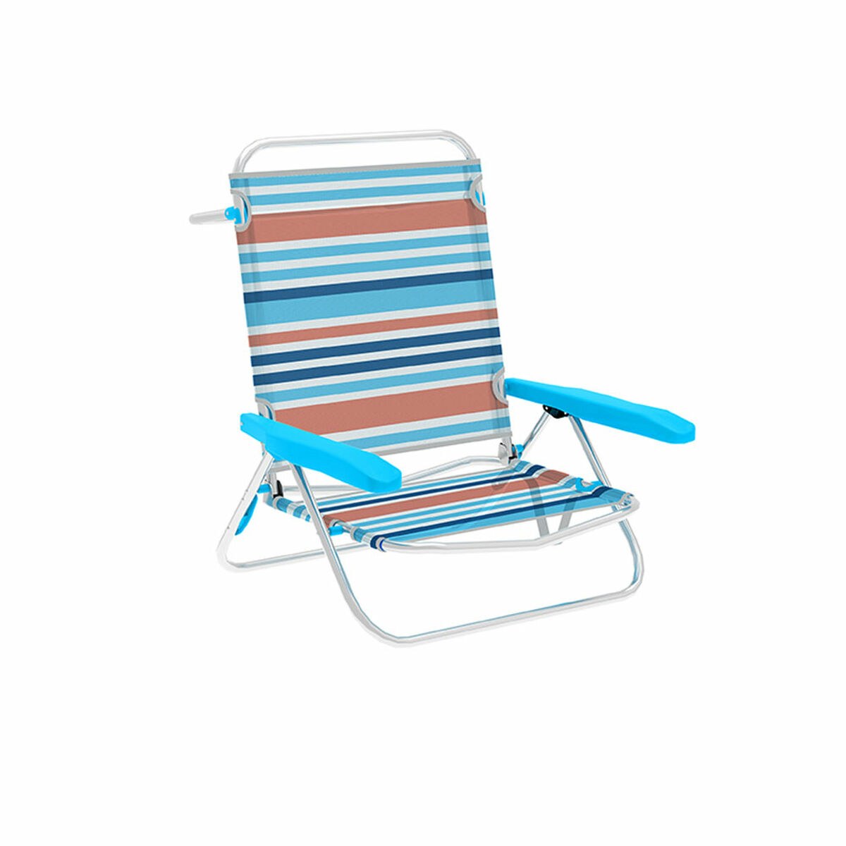 Folding Chair 5 Positions Aluminum Orange Blue Stripes Beach Pool 63X76X78 cm