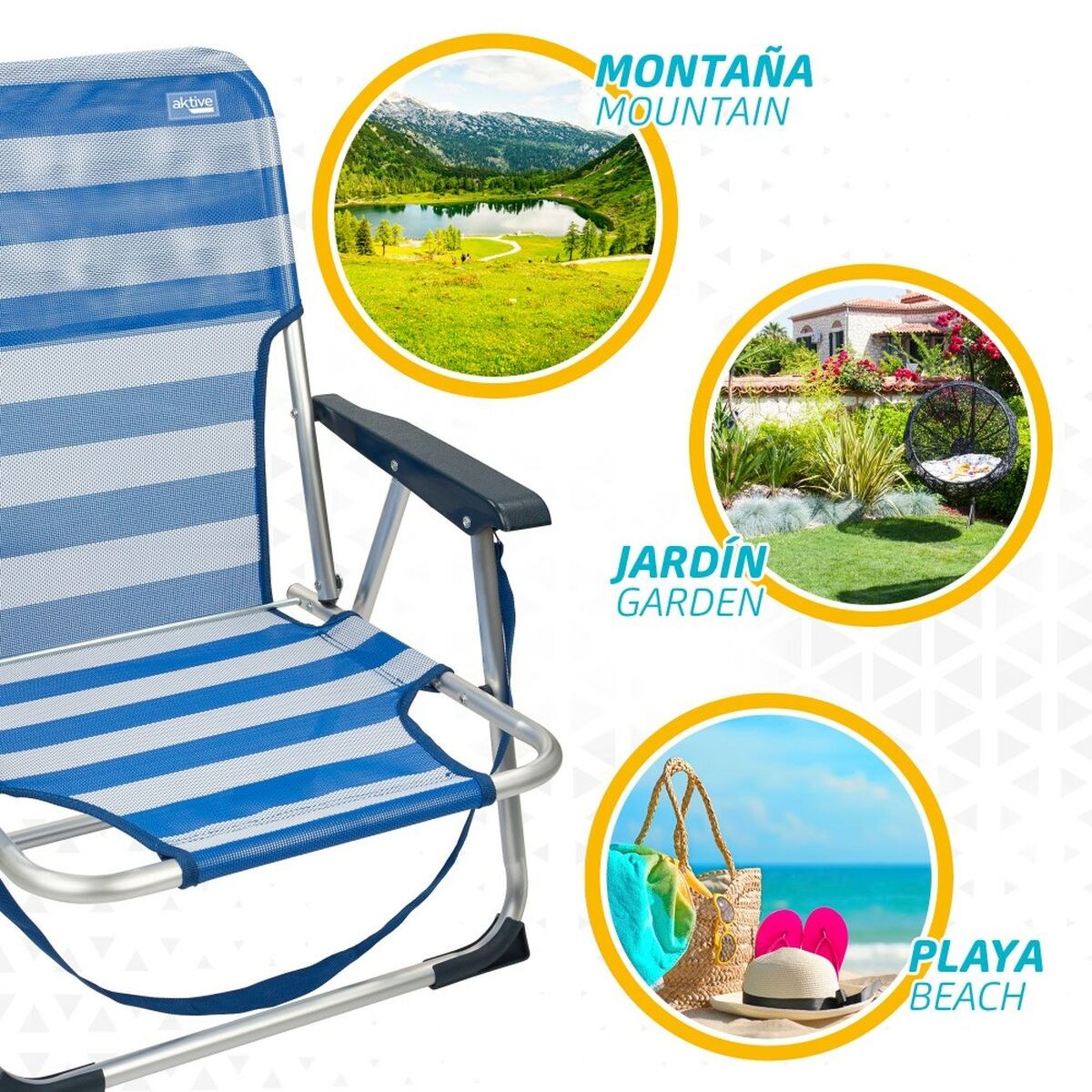 Beach Chair Foldable Blue 44 x 72 x 35 cm (4 Units)