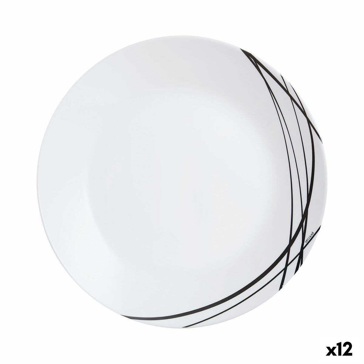 Flat Plate Domitille Negro Bicoloured Glass 25 cm (12 Units)
