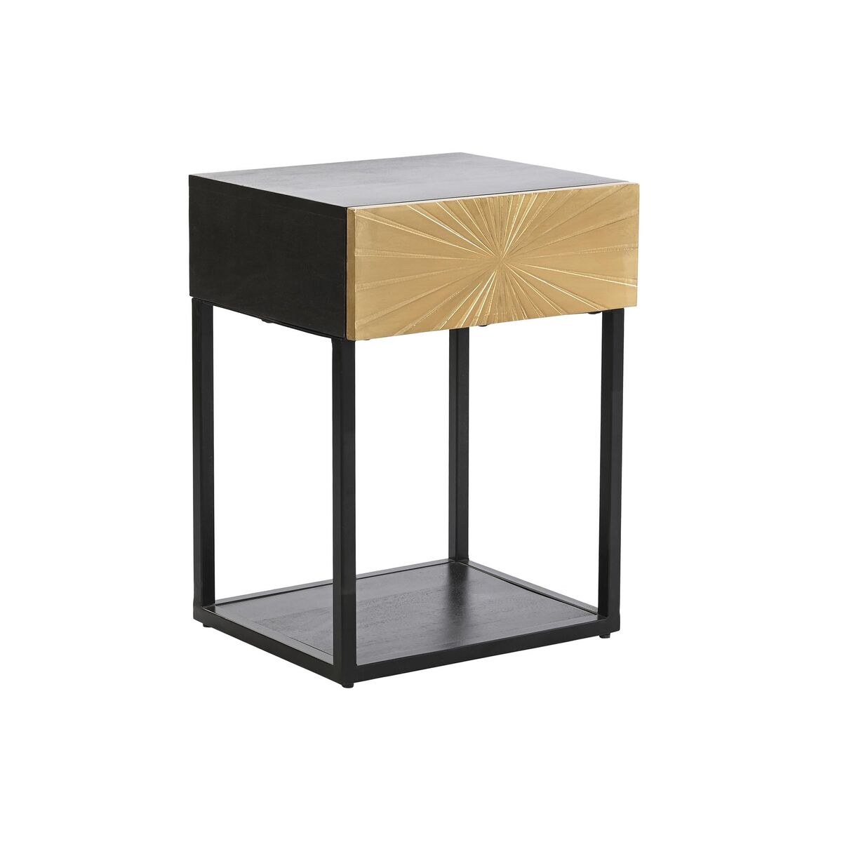Nightstand Golden 35 x 40 x 55 cm Black Metal Wood