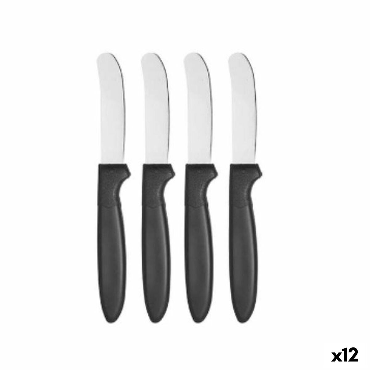Knife Set Black Silver Stainless steel Plastic 17 cm 12,5 x 26,2 x 1 cm (12 Units)