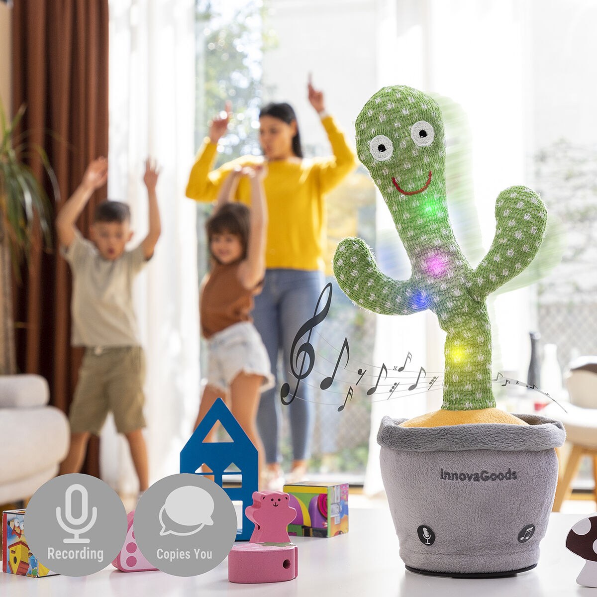 Rechargeable Dancing and Talking Cactus with Music and Multicoloured LED Cacxi