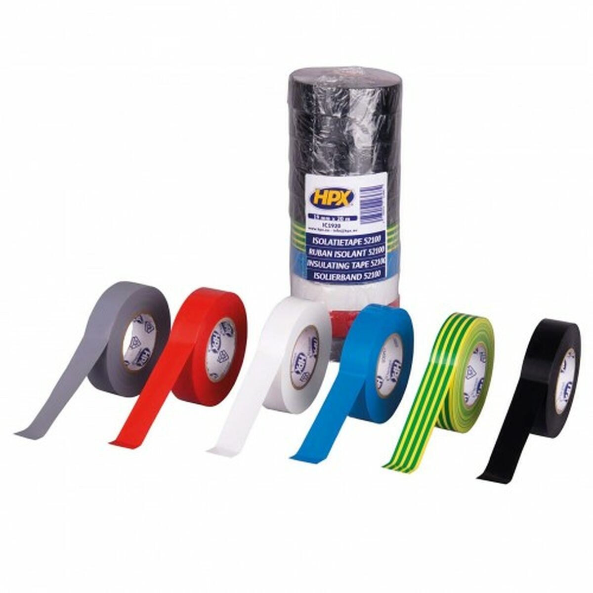 Insulating tape Multicolour 19 mm x 20 m PVC Natural rubber 10 Units