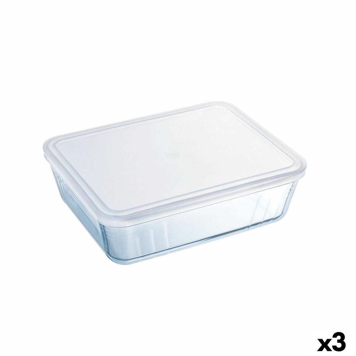 Прямоугольная коробочка для завтрака с крышкой Cook&freeze 28 x 23 x 10 cm 4,2 L Прозрачный Cтекло Силикон (3 штук)