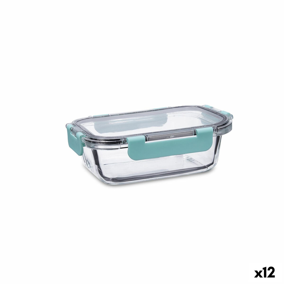 Hermetic Lunch Box Purity Rectangular 630 ml Transparent Glass (12 Units)