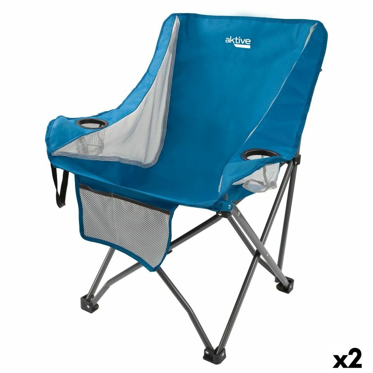 Foldable Camping Chair Blue 48 x 86 x 50 cm (2 Units)