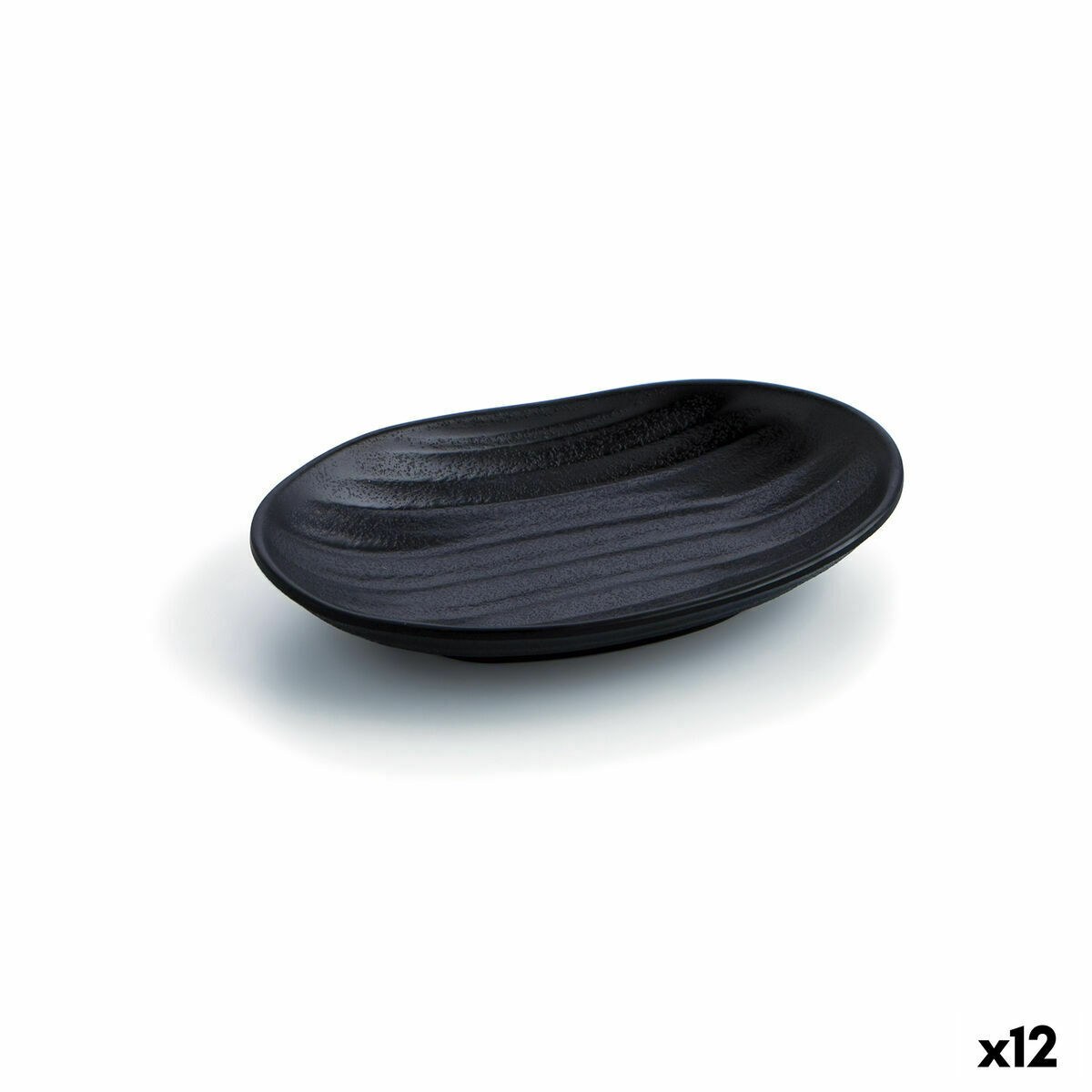Snack tray A'bordo Black Plastic Ø 18 cm (12 Units) (Pack 12x)