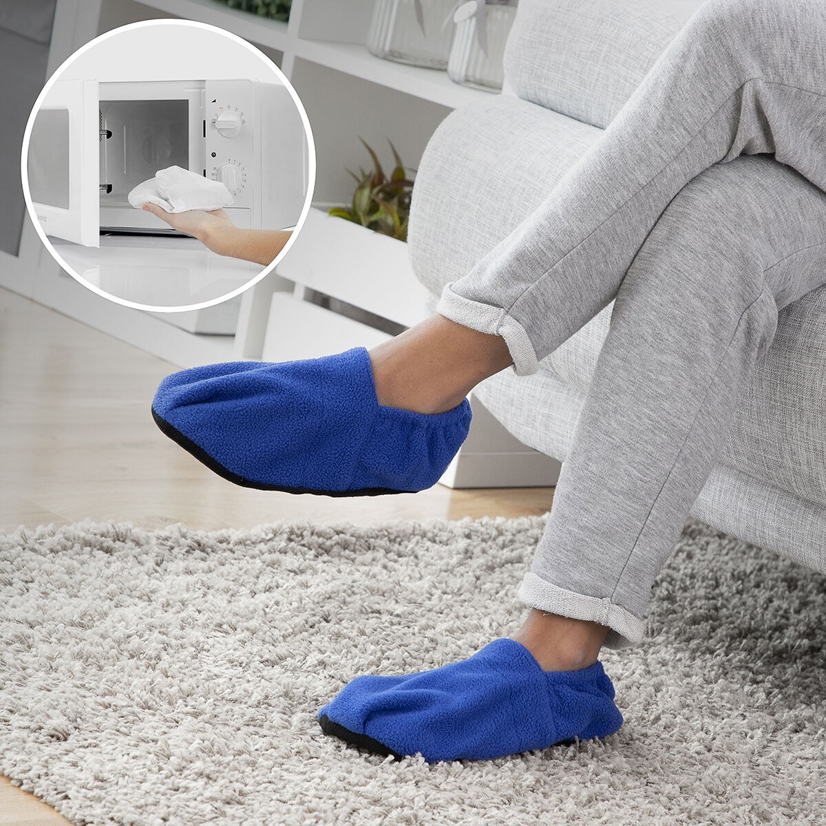 Microwavable Heated Slippers Blue