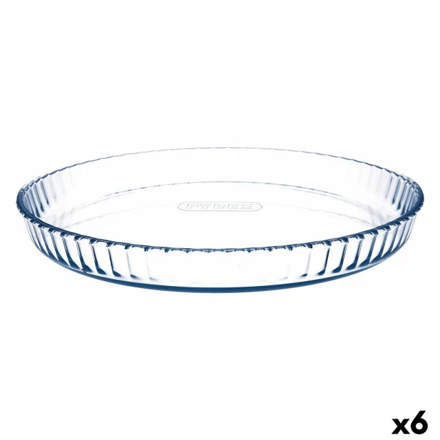 Cake Mould Classic Vidrio Transparent Glass Flat Circular 31 x 31 x 4 cm 6 Units
