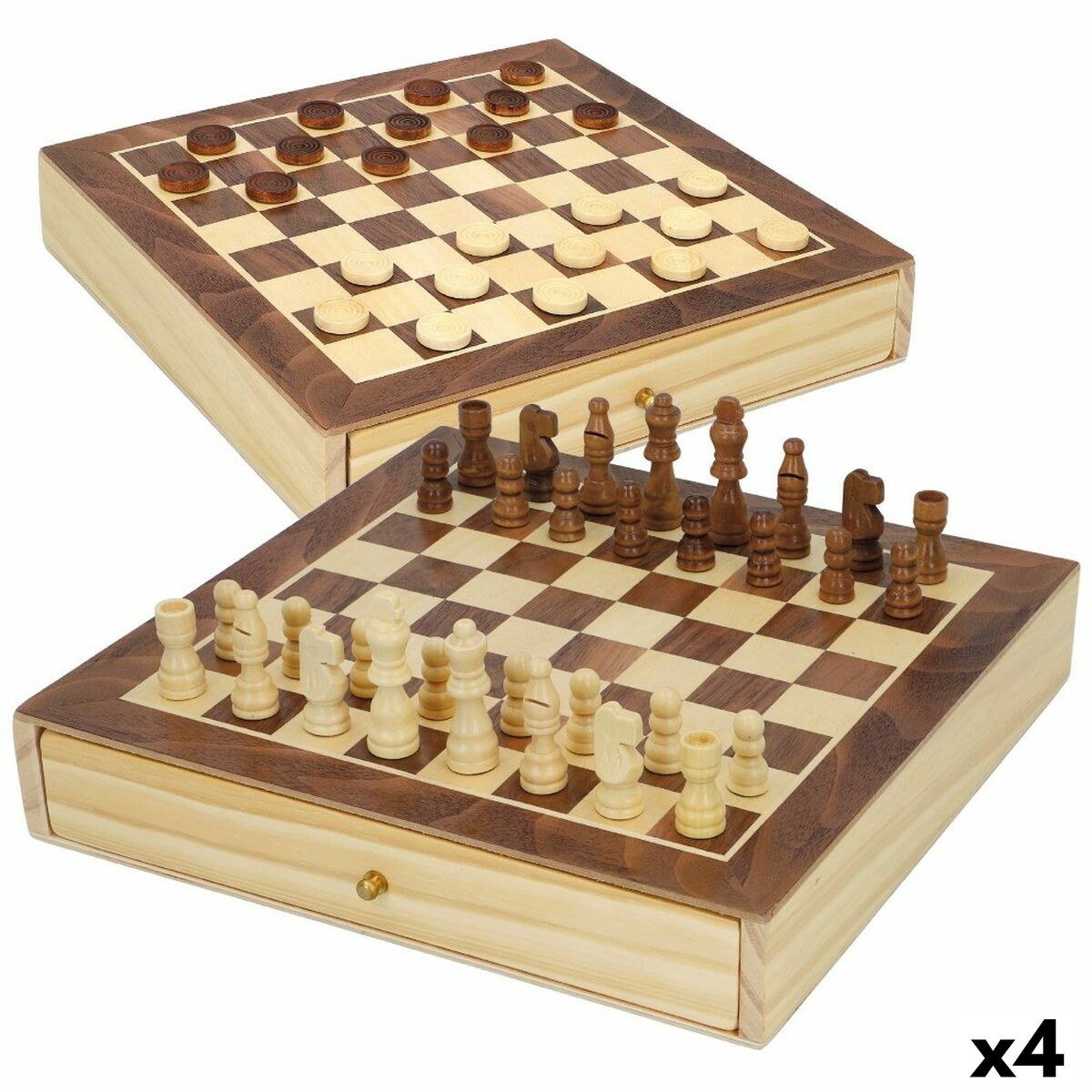 Игровая доска для шахмат и шашек Деревянный ящик (4 штук)