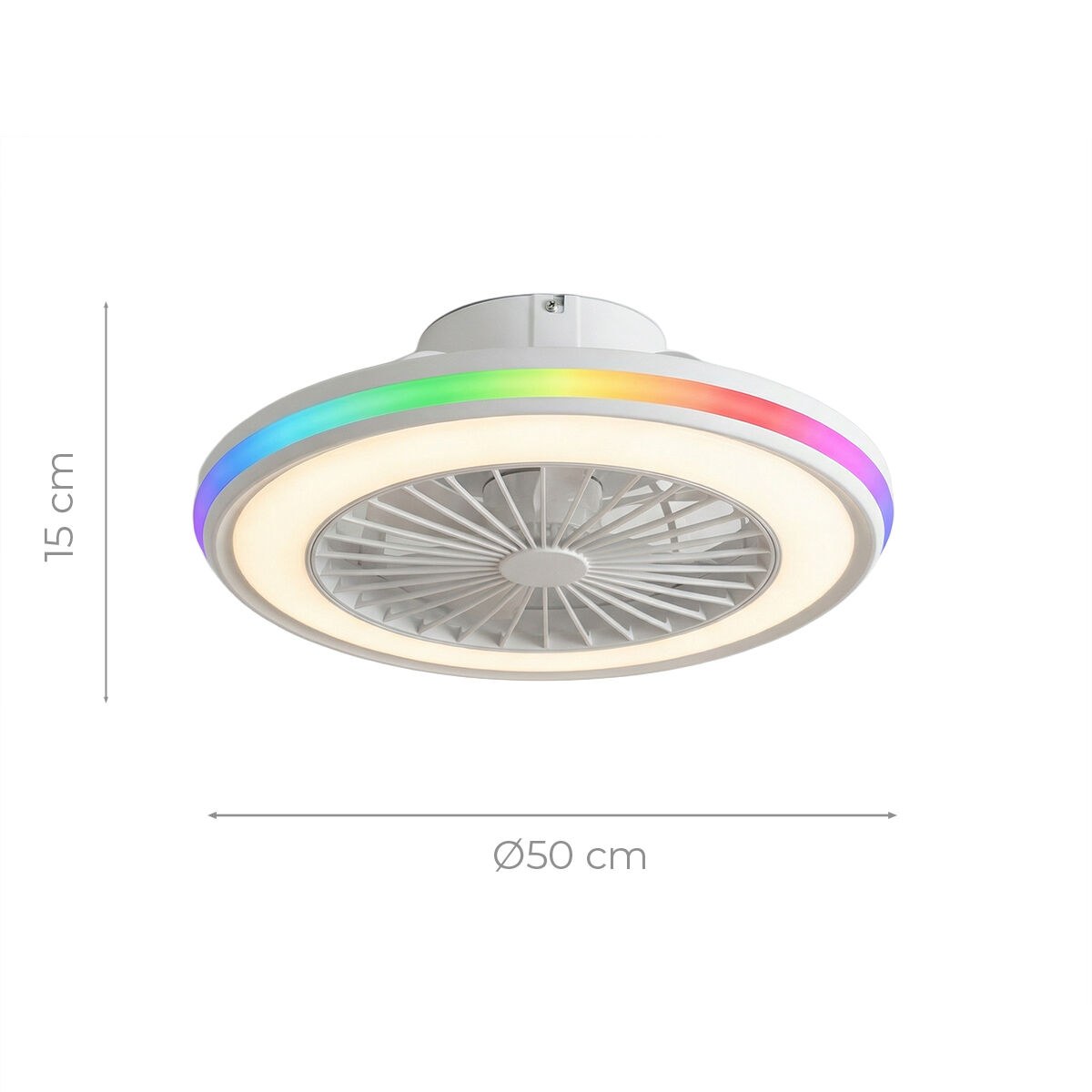 Потолочный вентилятор с RGB LED-подсветкой, скрытыми лопастями и пультом дистанционного управления Nexory