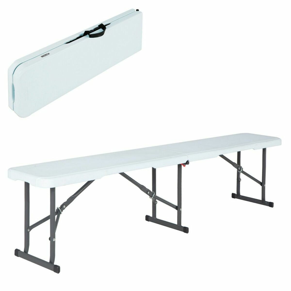 Bench Foldable White 183 x 29 x 42 cm