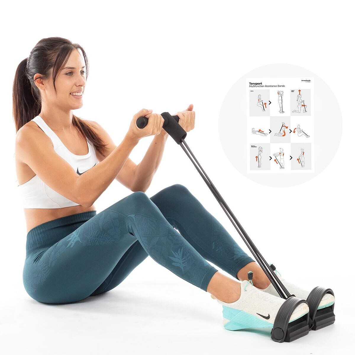 Multifunction Resistance Elastic Bands with Exercise Guide Tensport (Refurbished B)