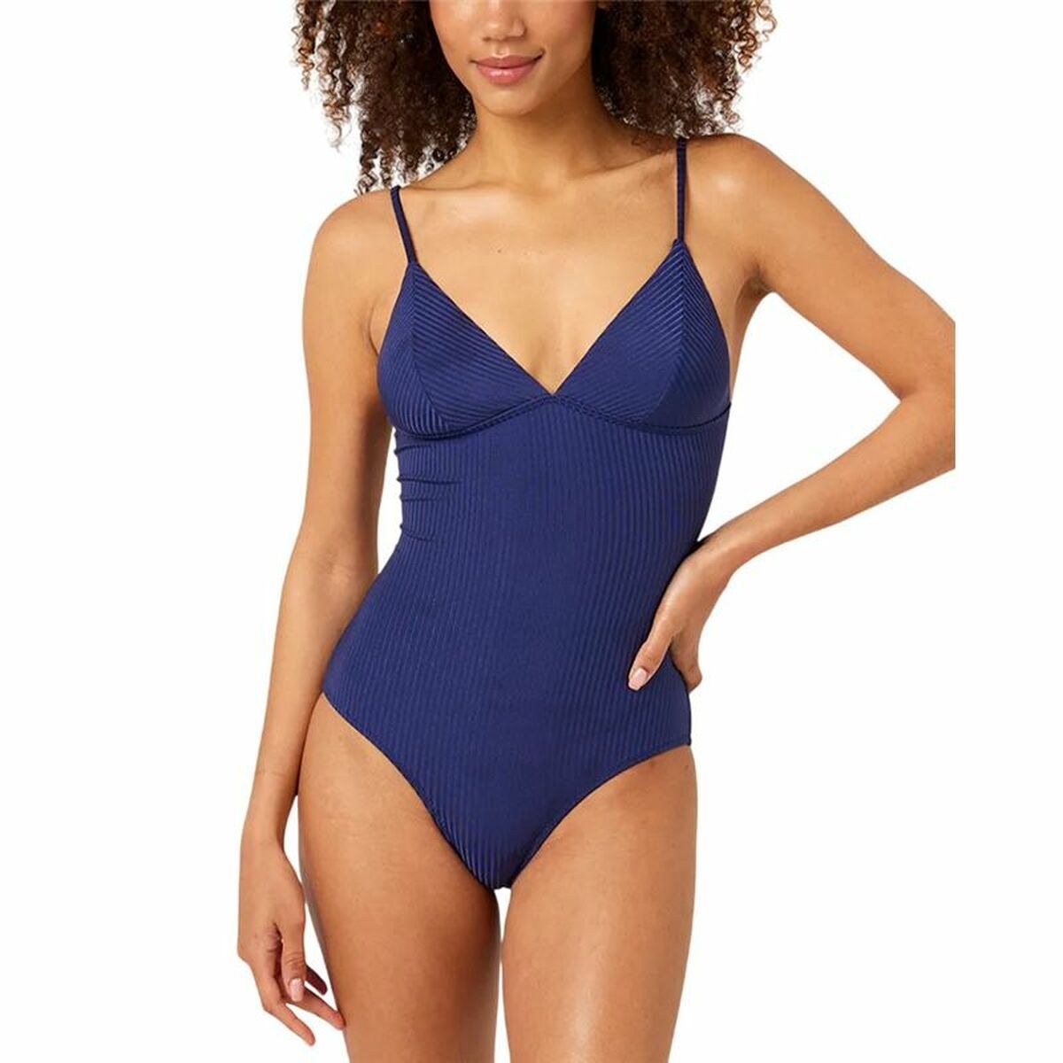 Women’s Bathing Costume Modern Rib Blue Navy Blue