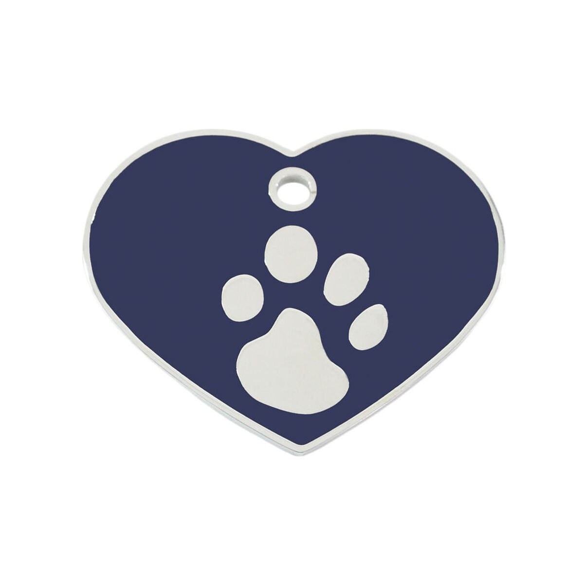 Identification plate for collar Heart Blue Silver