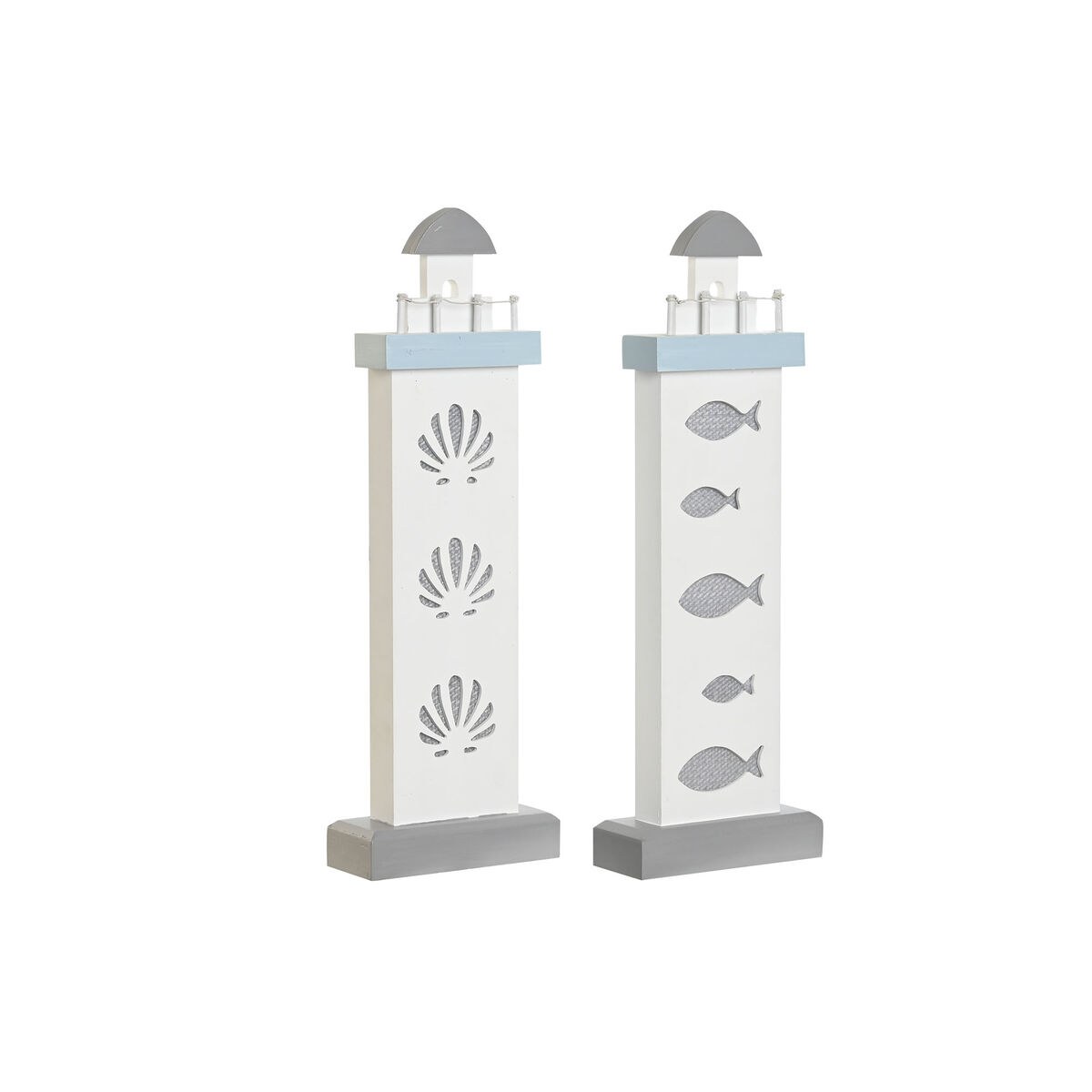 Decorative Figure 14 x 5,5 x 40 cm Blue White Headlight Spirals Shell Mediterranean (2 Units)