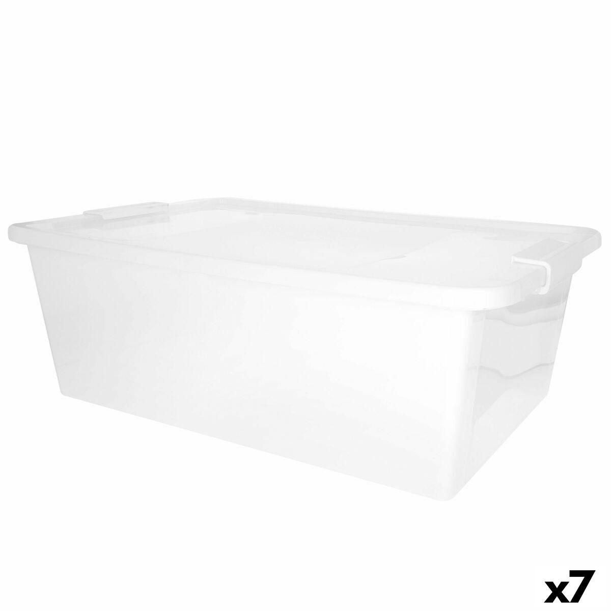 Контейнер для хранения с крышкой Белый Пластик 26 L 55 x 19 x 35 cm (7 штук)