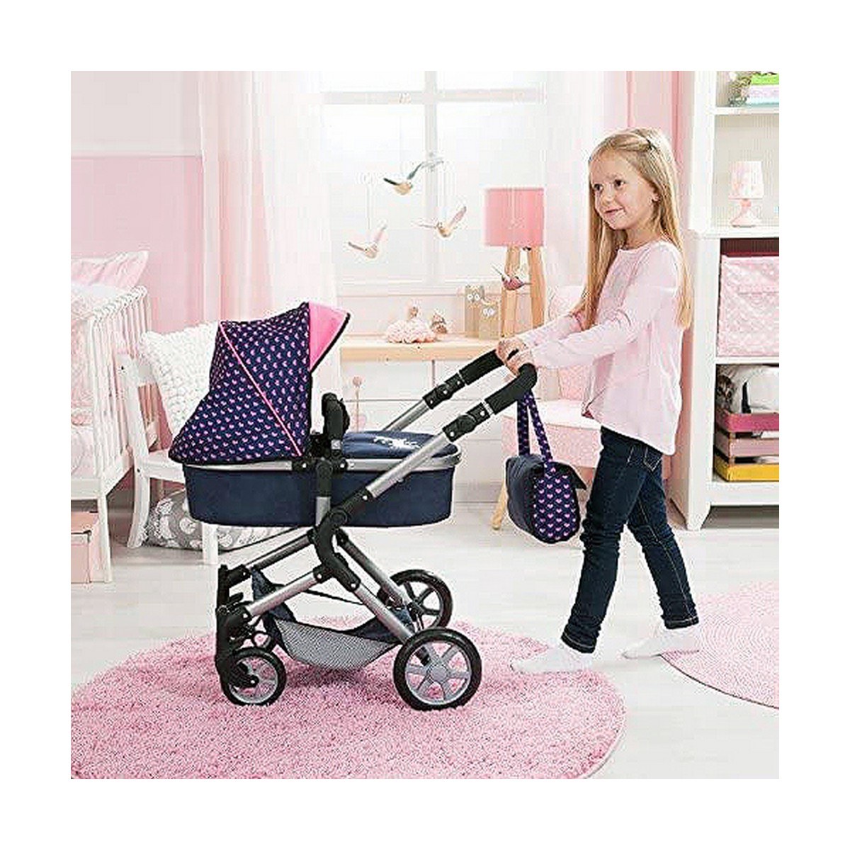 Коляска для кукол Combi Neo Pro Тёмно Синий 63 cm
