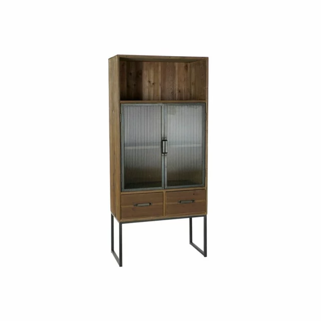 Cupboard Black Wood Metal Crystal (70 x 34.5 x 160 cm)