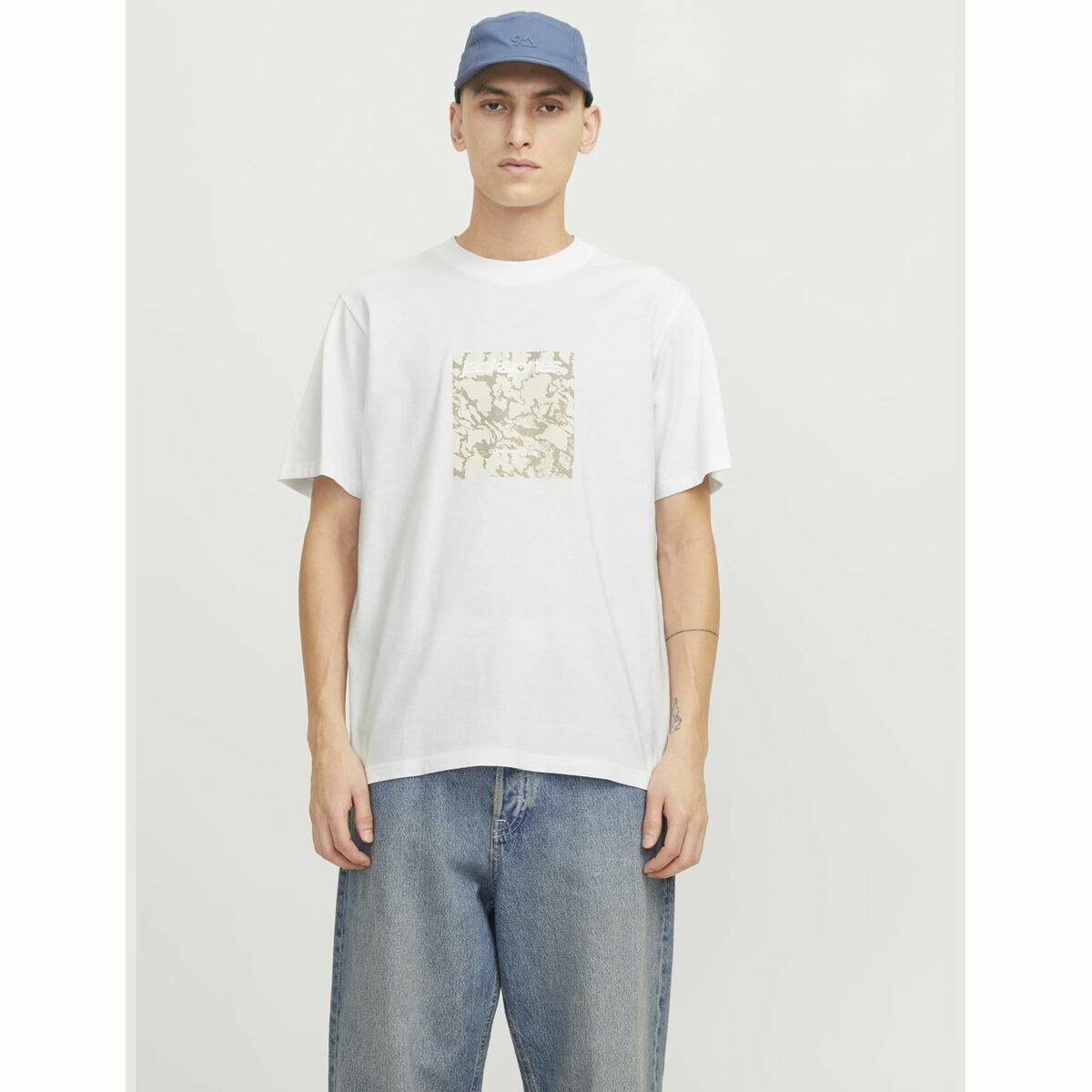 Men’s Short Sleeve T-Shirt JCOTARMAC CAMO FRONT TEE 12273239 White