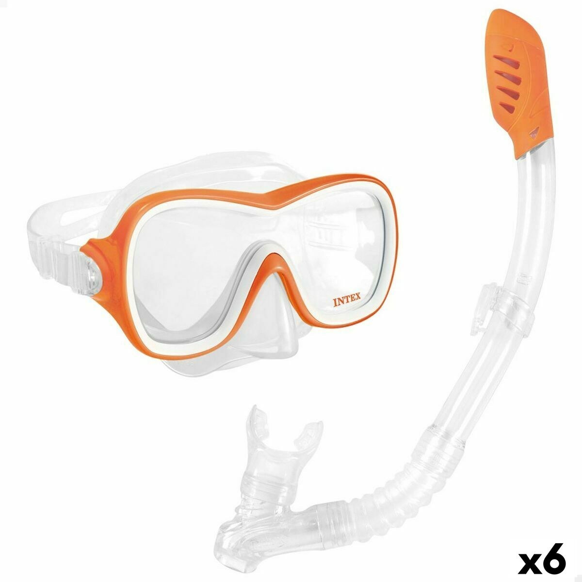 Очки для ныряния с трубкой Wave Rider Оранжевый (6 штук)