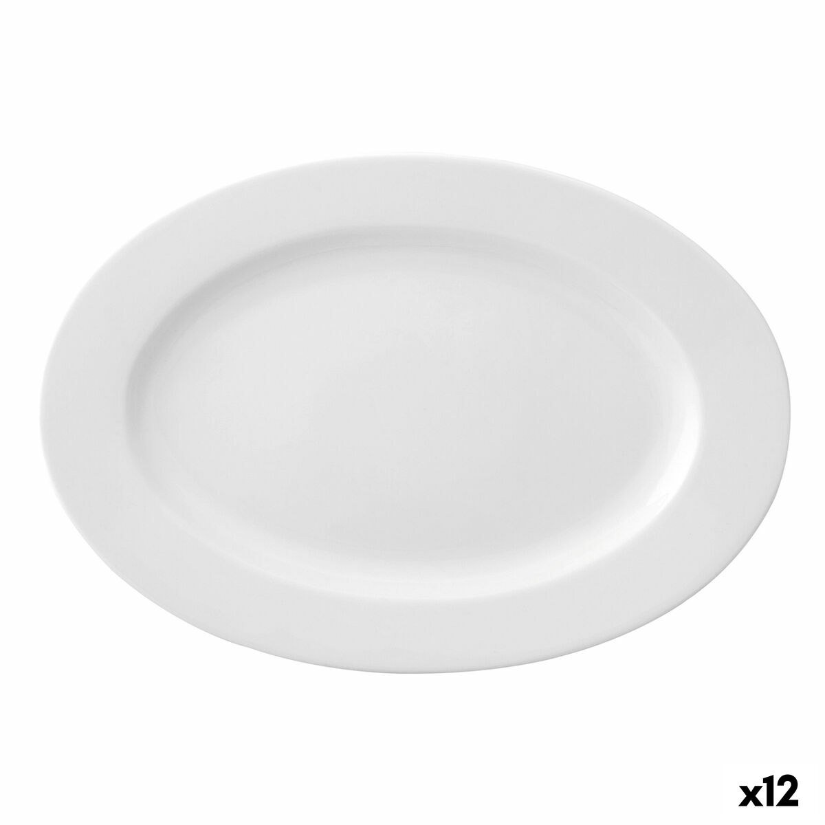 Flat plate Prime Oval Ceramic White (22 x 20 cm) (12 Units)