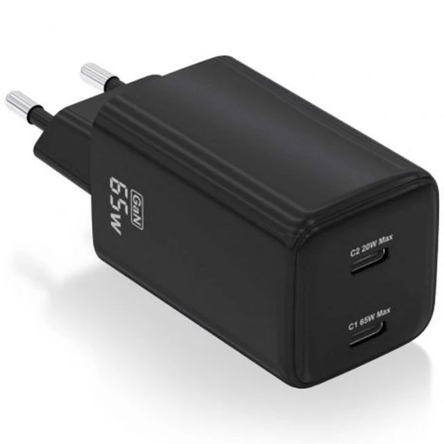 Сетевое зарядное устройство ASCH-65W2P040-BK Чёрный Разноцветный 65 W