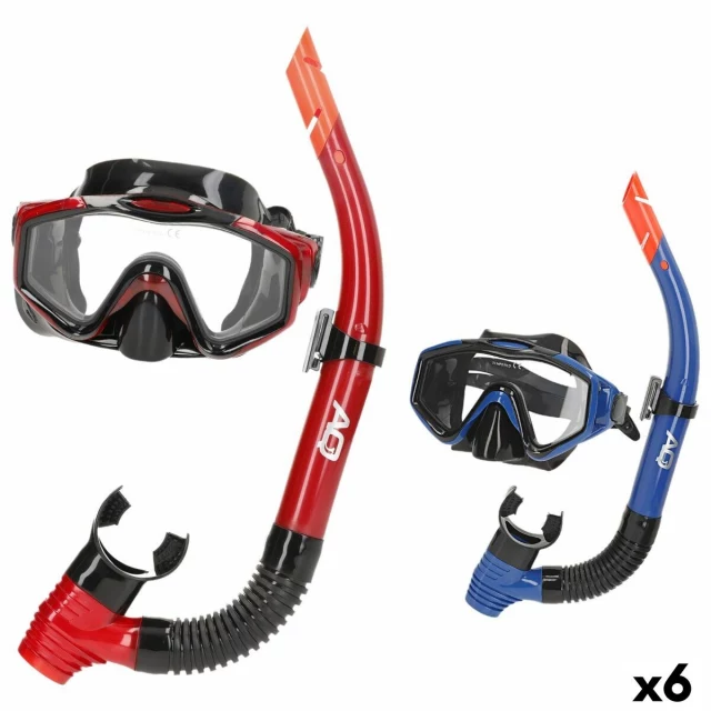 Snorkel Goggles and Tube Blue Red (6 Units)