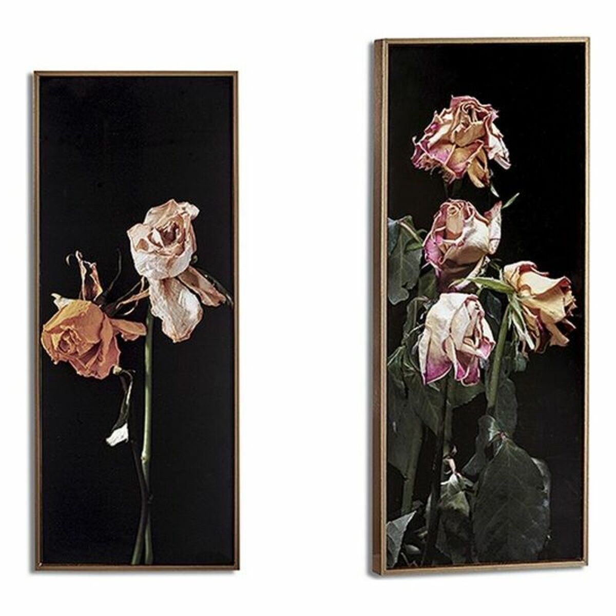 Painting Black Gold Golden Particleboard Flowers 21,2 x 2 x 51,2 cm 21,2 x 51,2 x 2 cm