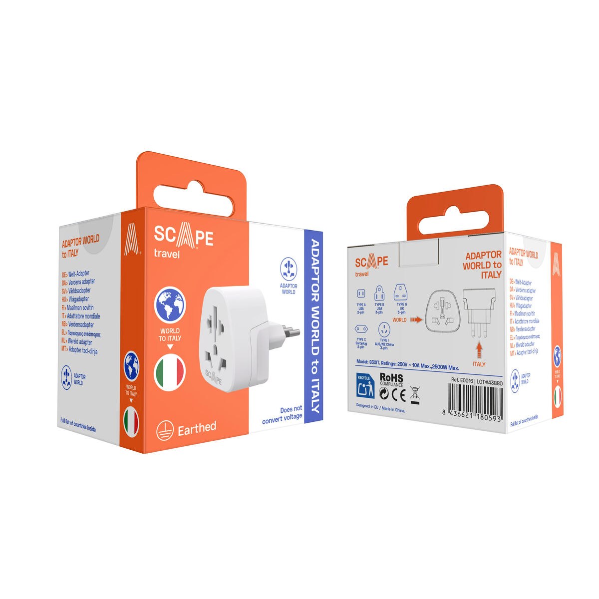 Plug adapter 830IT Plastic 10 A