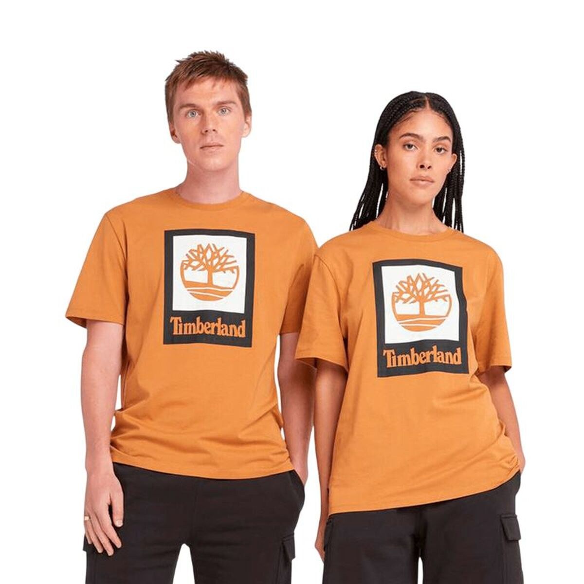 Men’s Short Sleeve T-Shirt Stack Logo Colored Short Sleeve Orange