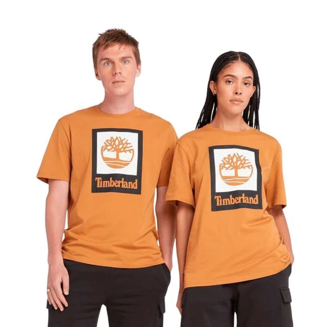 Men’s Short Sleeve T-Shirt Stack Logo Colored Short Sleeve Orange
