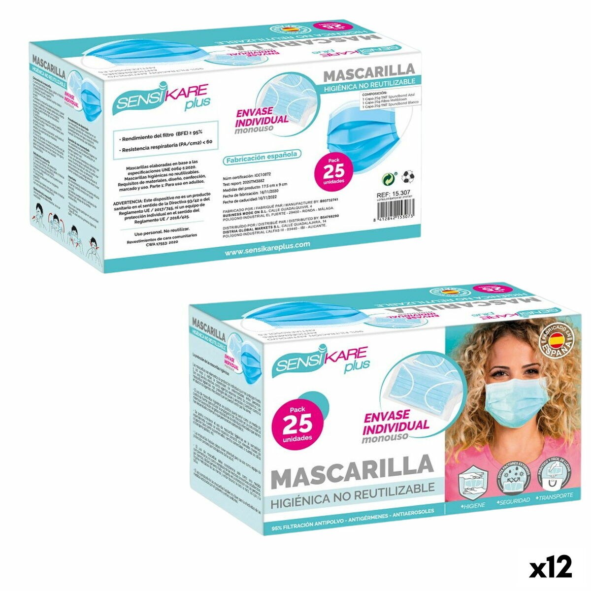 Box of hygienic masks 25 Предметы (12 штук)