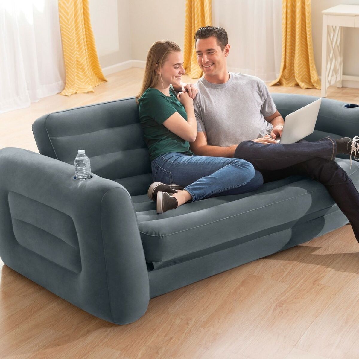 Inflatable Sofa bed Pull-Out 203 x 66 x 224 cm Grey