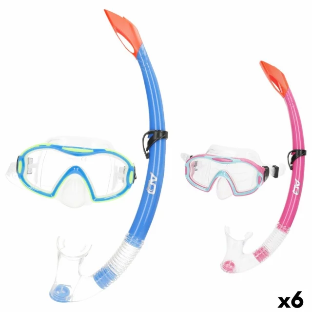 Snorkel Goggles and Tube Blue Pink (6 Units)
